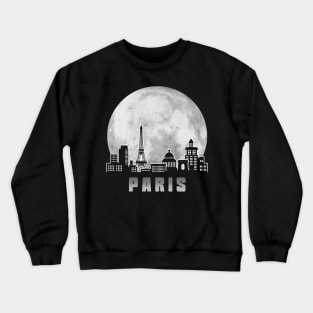 Paris France Skyline Full Moon Crewneck Sweatshirt